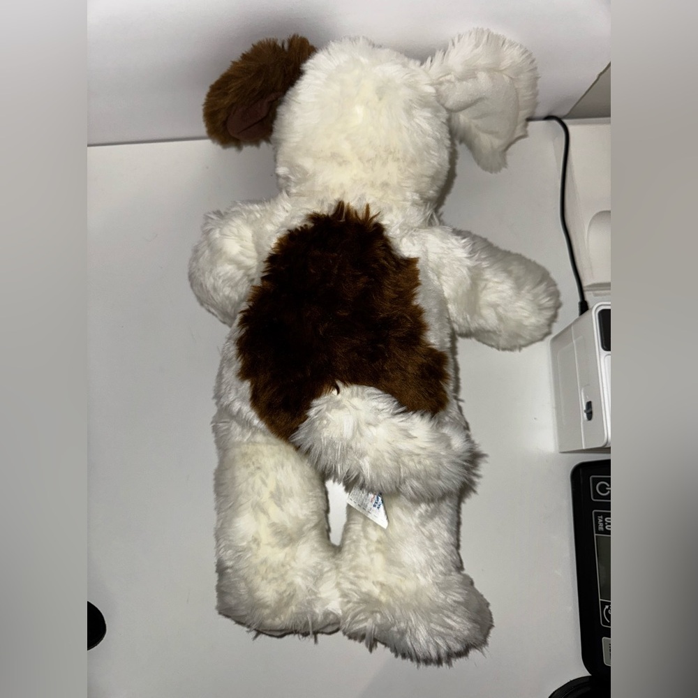 Retired Build A Bear White Brown "Playful‎ Pup" Spotted Puppy Dog 18" Tongue Out - Picture 2 of 4